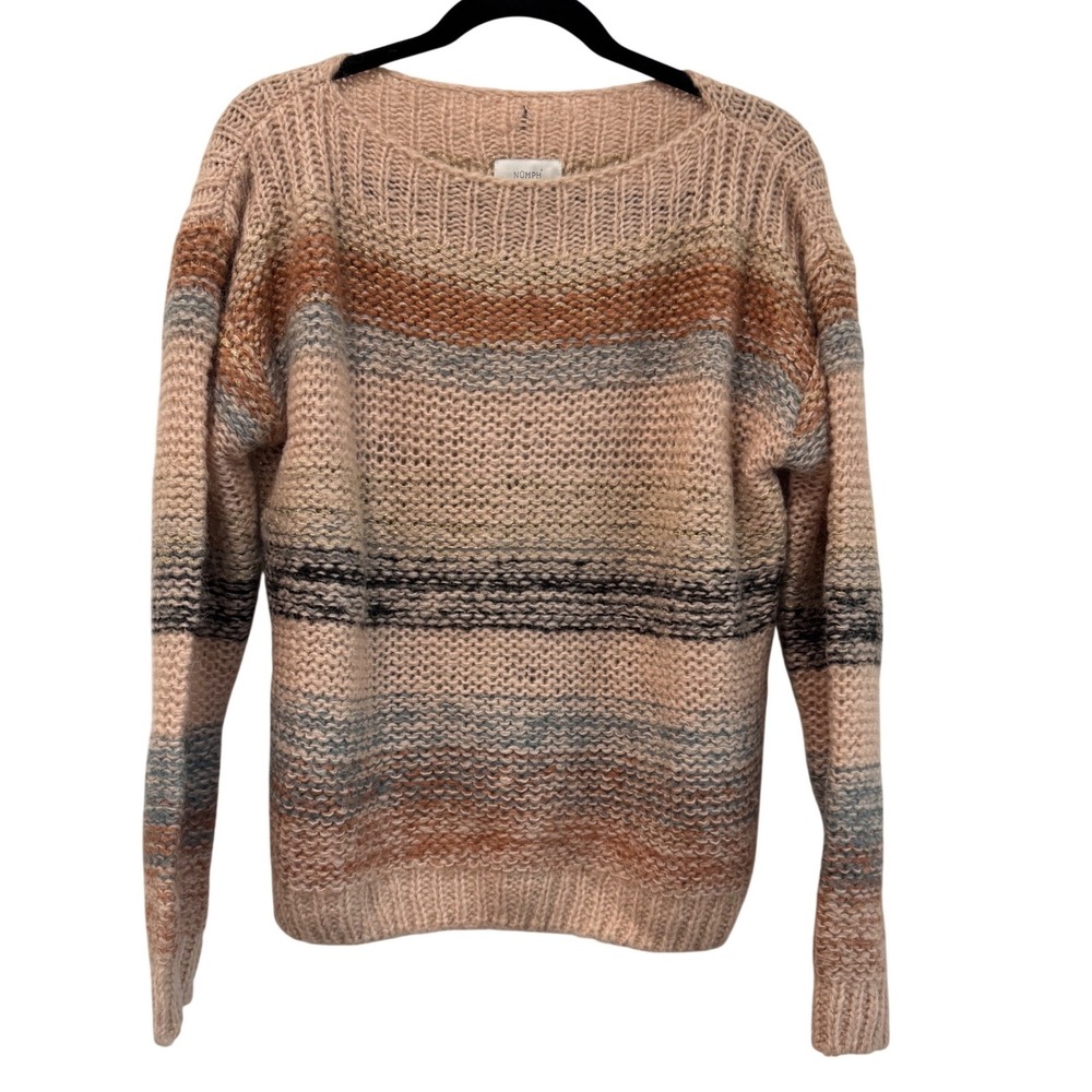 Numph Nucharlie Striped Mohair Wool Blend‎ Metallic Knit Sweater Medium